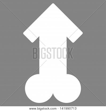 Male Sexual Potence vector icon. Style is flat symbol, white color, rounded angles, gray background.