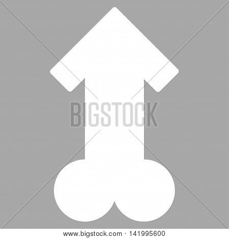 Male Sexual Potence vector icon. Style is flat symbol, white color, rounded angles, silver background.