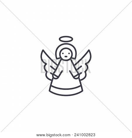 Angel Line Icon, Vector Illustration. Angel Linear Concept Sign.