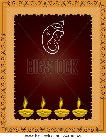 Diseño de tarjeta Diwalli Ganesha