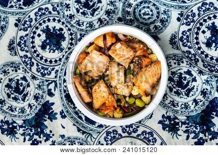 japanese food Mix Sashimi Chirashi Rice Bowl