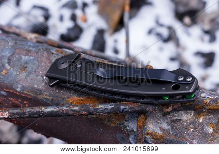 Folded Knife Made Of Titanium.