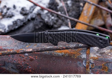 End Of The Knife. Knife And Black Blade.
