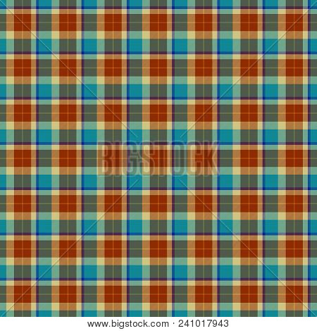 Brown And Blue Seamless Tartan Gingham Checkered Checked Design Pattern