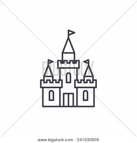 Castle Line Icon, Vector Illustration. Castle Linear Concept Sign.
