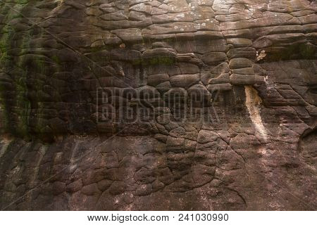 Texture Of The Natural Sandstone Cliff, Phu Sing, Bueng Kan, Thailand