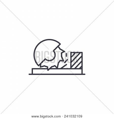 Circular Sawbench Line Icon, Vector Illustration. Circular Sawbench Linear Concept Sign.
