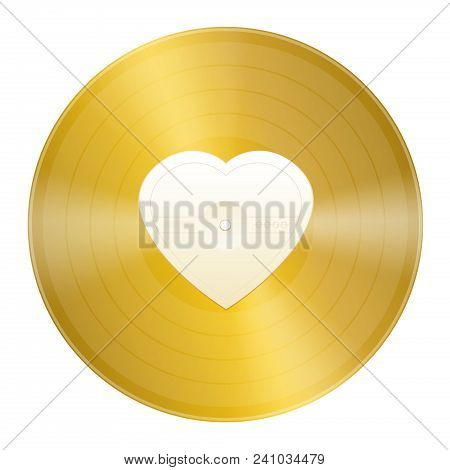 Gold Record With Blank Heart Shaped Center To Be Labeled. Symbol For Golden Hits, Gold Beaters, Old 
