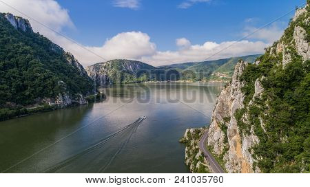 Landscape In The Danube Gorges. Cazanele Mari Seen From The Romanian Side