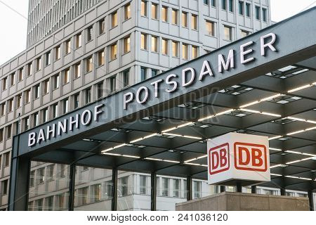 Berlin, Germany 15 February 2018: The Metro Station Is Called Bahnhof Potsdamer.