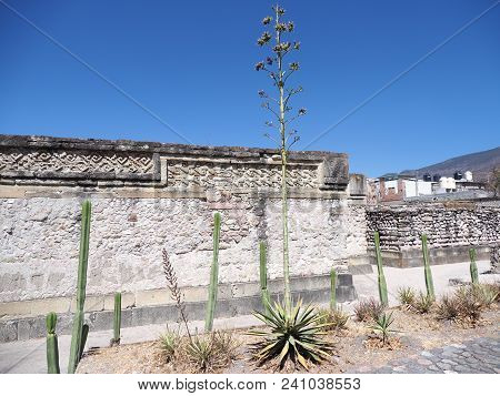 Walls Of San Pedro Church In Mitla City, Important Archeological Site Of Zapotec Culture At Oaxaca S
