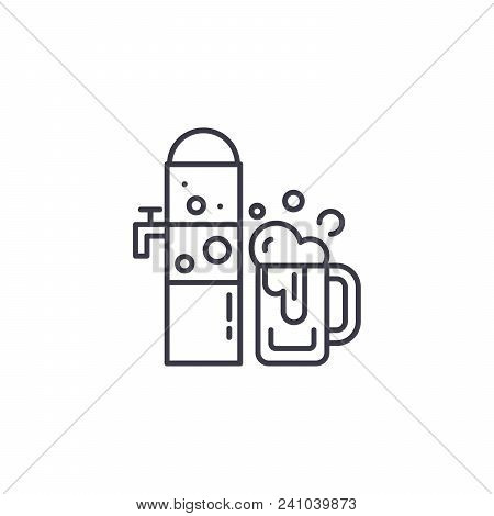 Draught Beer Line Icon, Vector Illustration. Draught Beer Linear Concept Sign.