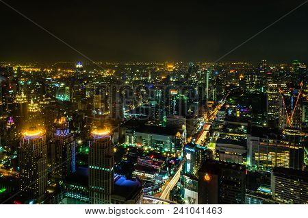 Bagkok, Thailand - November 21: Bangkok Top Night View On The Business Disctrict From Baiyoke Sky Ho