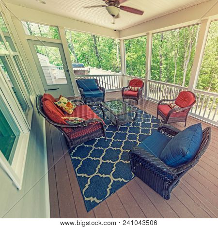 Summer porch on a rural American house