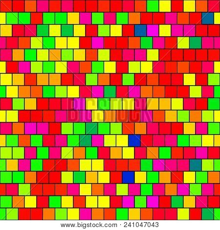Bright Vivid Colored Red Yellow Green Cubes Tiles Bricks Wall Seamless Texture