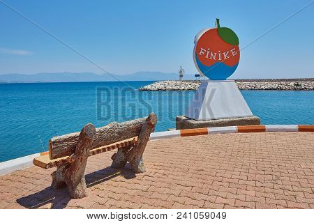 Decorative Sign Of The City Of Finike On The Waterfront, Province Of Antalya. Turkey