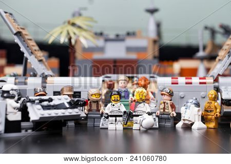 RUSSIA, May 16, 2018. Constructor Lego Star Wars. Mini-figures of soldiers of storm troopers from different episodes of the saga