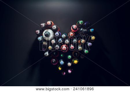 A Lot Of Ink For Tattoo Heart-shaped Love Of Work