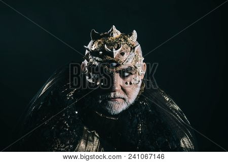 Horror And Fantasy Concept. Alien, Demon, Sorcerer Makeup. Man With Third Eye, Thorns Or Warts. Demo
