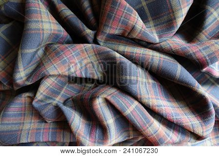 Wrinkled Thick Plaid Fabric  In Subdued Colors