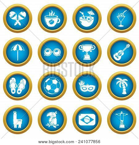 Travel Brazil Icons Set. Simple Illustration Of 16 Brasil Travel Vector Icons For Web