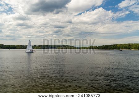 Olsztyn, Poland - May 1, 2018: Ukiel Lake With Boats.