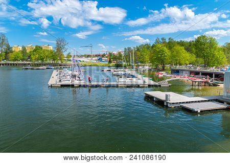 Olsztyn, Poland - May 1, 2018: Sailboats At Marina On The Ukiel Lake.