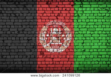 Afghanistan Flag Is Painted Onto An Old Brick Wall