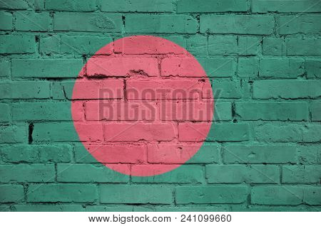 Bangladesh Flag Is Painted Onto An Old Brick Wall