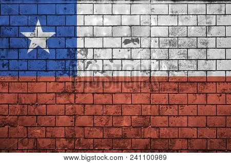 Chile Flag Is Painted Onto An Old Brick Wall