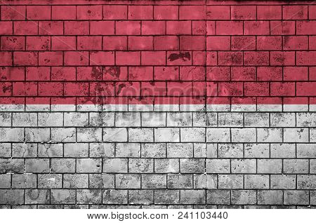 Indonesia Flag Is Painted Onto An Old Brick Wall