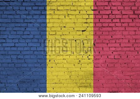Chad Flag Is Painted Onto An Old Brick Wall