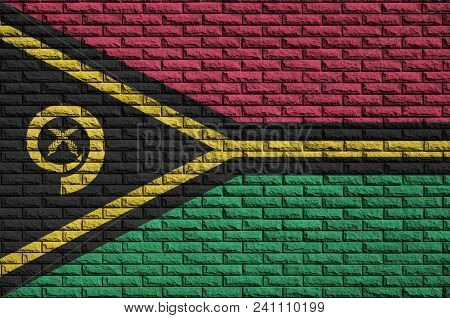 Vanuatu Flag Is Painted Onto An Old Brick Wall