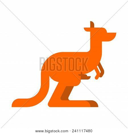 Kangaroo And Bag Of Baby. Australia Animal. Vector Illustration