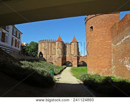 View At Historical Medieval Fortification In The Old Town Of Warsaw, Poland