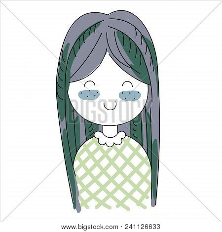 Cartoon Positive Sweet Cute Colored Doodle Girl