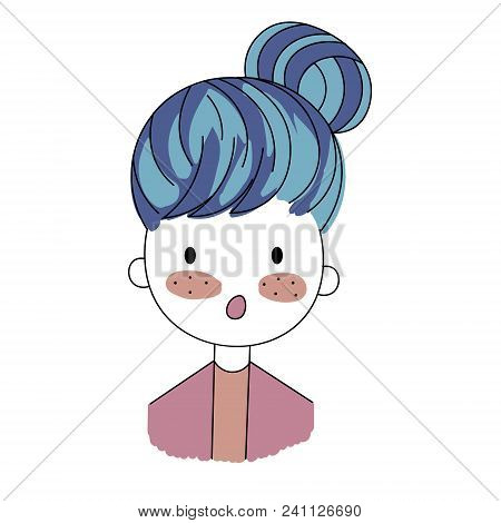 Cartoon Positive Sweet Cute Colored Doodle Girl