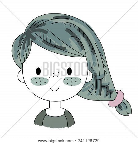 Cartoon Positive Sweet Cute Colored Doodle Girl