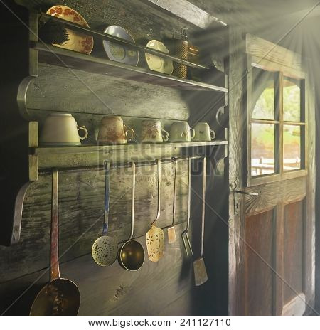 Hofstetten Bei Brienz, Switzerland - April 2017:  Kitchen Interior In The Countryside House In Balle