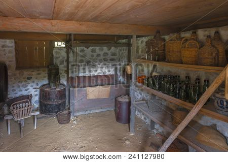 Hofstetten Bei Brienz, Switzerland - April 2017:  Cellar Of Once Upon A Time In Ballenberg Open Air 