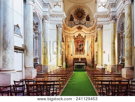 Siracusa, Italy - September 28, 2017: Interior Of Cathedral Of Syracuse In The City Center Of Old Si