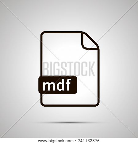 Simple Black File Icon With Mdf Extension On Gray