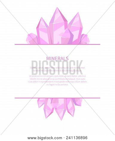 Minerals Natural Resources Poster With Precious Stones Promo Banner With Solid Inorganic Substance O