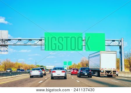 Car On Road, Delaware Turnpike, De, America