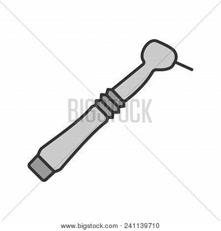 Dental Drill Color Icon. Dental Handpiece. Isolated Vector Illustration