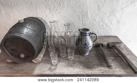 Hofstetten Bei Brienz, Switzerland - April 2017: Winery Accessories In Ballenberg Open Air Museum
