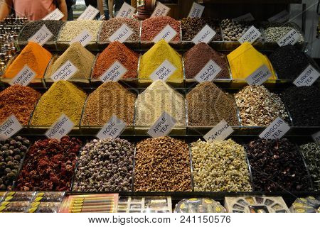 Colored And Fragrant Spice Selection Gran Bazaar Istanbul