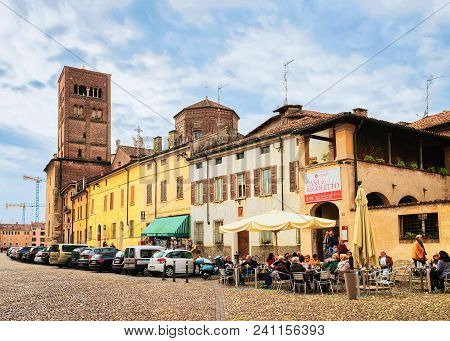Mantua, Italy - October 22, 2016: Piazza Sordello Square In Mantua, Lombardy, Italy