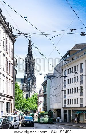 BASEL, SWITZERLAND - June 16, 2017: Old Town of Basel, Switzerland