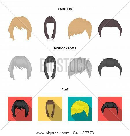 Mustache And Beard, Hairstyles Cartoon, Flat, Monochrome Icons In Set Collection For Design. Stylish